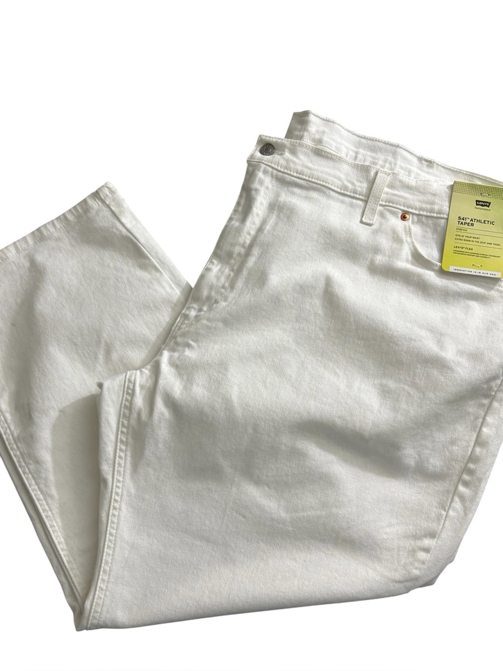 Levi's 541 Jeans Mens 54x28 White Taper Stretch Denim Big Tall NWT Flaws